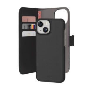 Puro Eco-leather detachable wallet case for iPhone 15,black